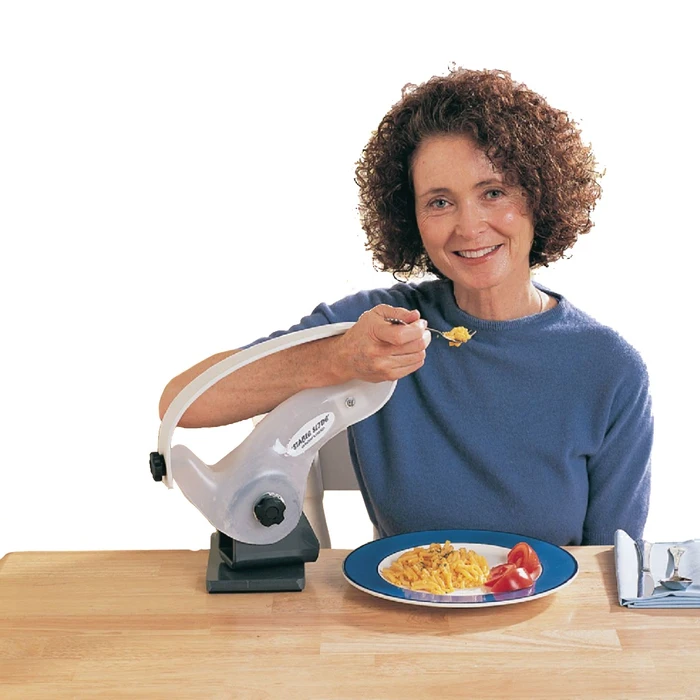 woman using stable self feeding support