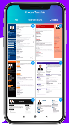 intelligent cv resume builder app with template exists